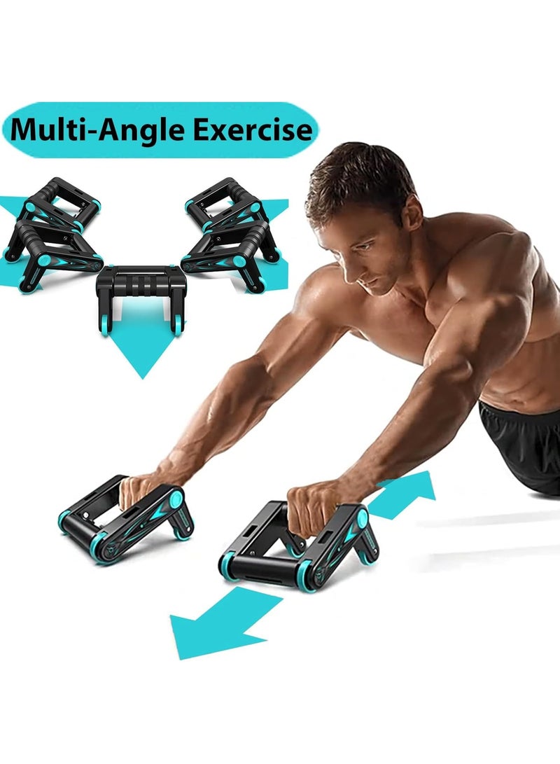 SYOSI Ab Roller Wheel, Ab Workout Equipment with Knee Mat, 8-Wheel Abdominal Roller Trainer for Core Strength, Foldable 2-in-1 Push Up Handles for Men and Women, Home Gym Fitness Training - Image 2
